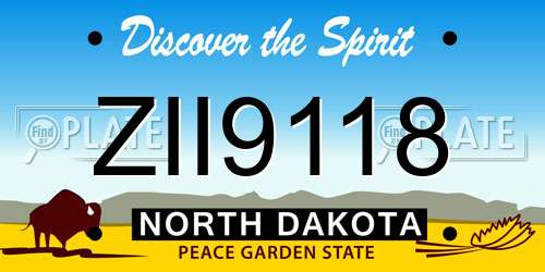 ZII9118 North Dakota License Plate