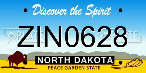 ZIN0628 North Dakota License Plate