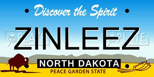ZINLEEZ North Dakota License Plate
