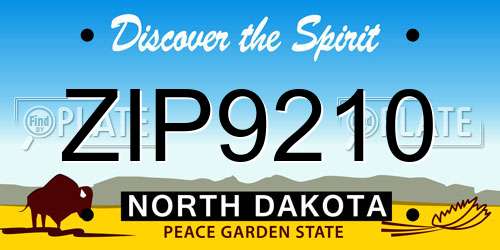 ZIP9210 North Dakota License Plate