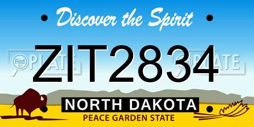 ZIT2834 North Dakota License Plate