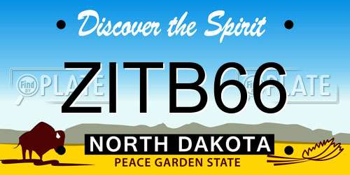 ZITB66 North Dakota License Plate