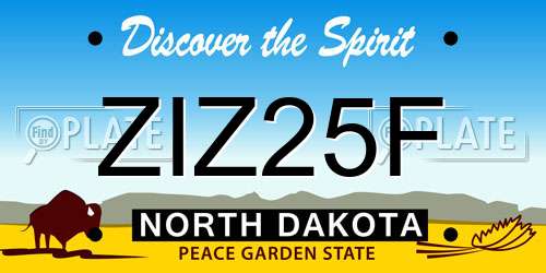 ZIZ25F North Dakota License Plate