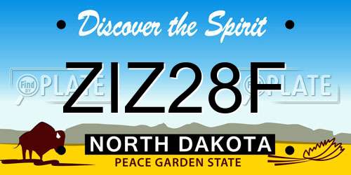 ZIZ28F North Dakota License Plate