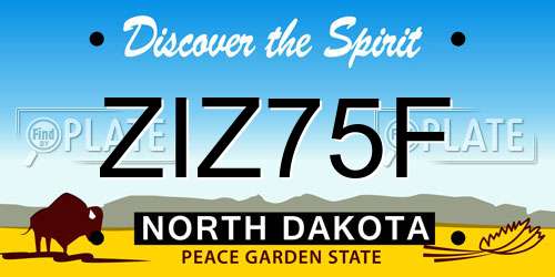 ZIZ75F North Dakota License Plate