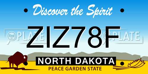ZIZ78F North Dakota License Plate
