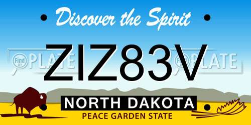 ZIZ83V North Dakota License Plate