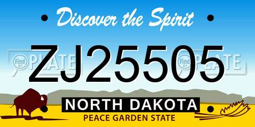 ZJ25505 North Dakota License Plate