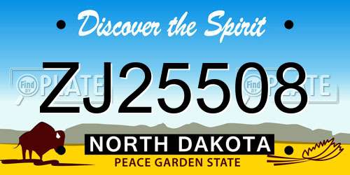 ZJ25508 North Dakota License Plate