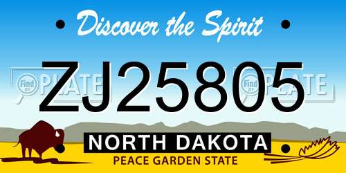 ZJ25805 North Dakota License Plate