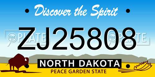 ZJ25808 North Dakota License Plate