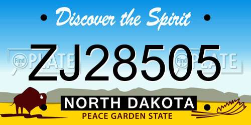 ZJ28505 North Dakota License Plate