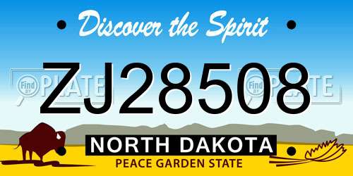 ZJ28508 North Dakota License Plate