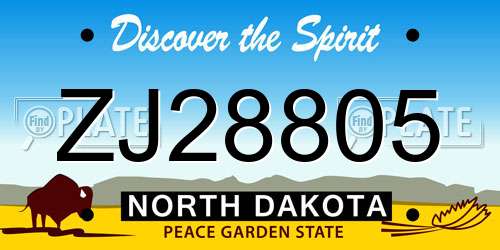 ZJ28805 North Dakota License Plate