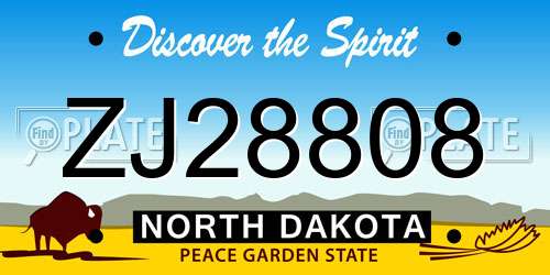 ZJ28808 North Dakota License Plate