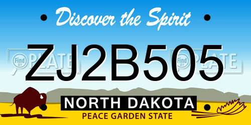 ZJ2B505 North Dakota License Plate