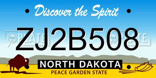 ZJ2B508 North Dakota License Plate