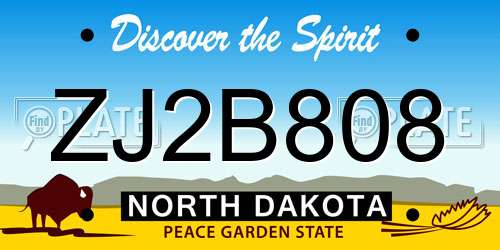 ZJ2B808 North Dakota License Plate
