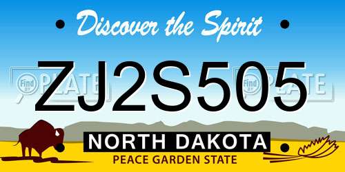 ZJ2S505 North Dakota License Plate