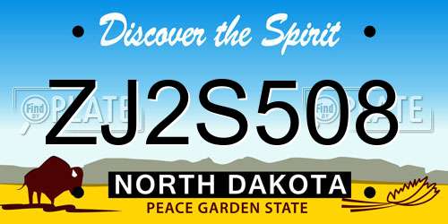 ZJ2S508 North Dakota License Plate