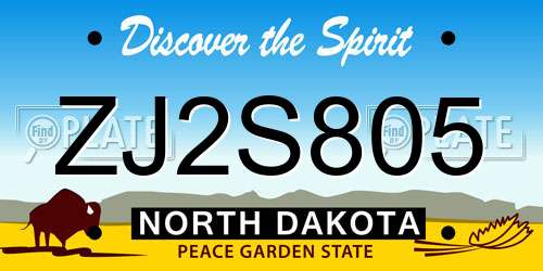 ZJ2S805 North Dakota License Plate