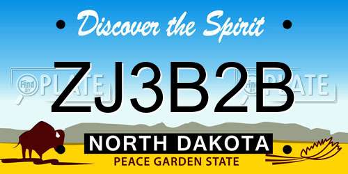 ZJ3B2B North Dakota License Plate