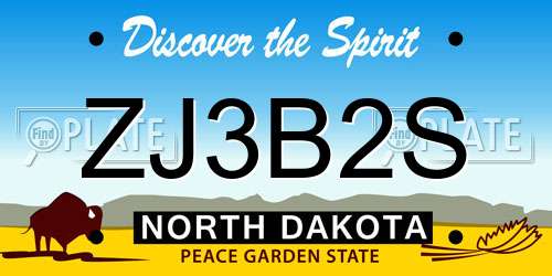 ZJ3B2S North Dakota License Plate
