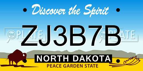 ZJ3B7B North Dakota License Plate