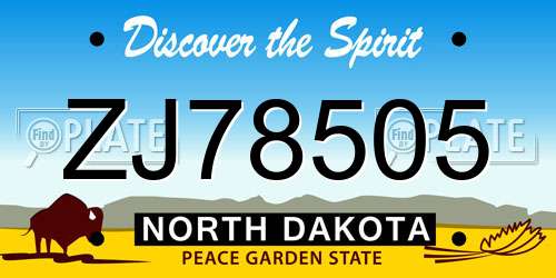 ZJ78505 North Dakota License Plate