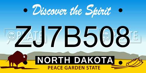 ZJ7B508 North Dakota License Plate