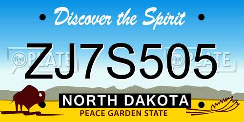 ZJ7S505 North Dakota License Plate
