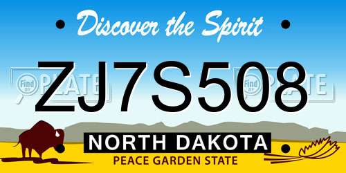 ZJ7S508 North Dakota License Plate