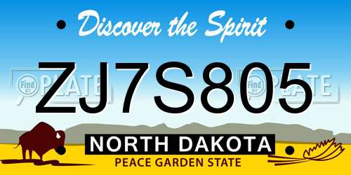 ZJ7S805 North Dakota License Plate