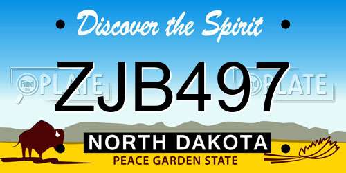 ZJB497 North Dakota License Plate