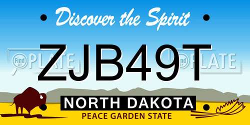 ZJB49T North Dakota License Plate