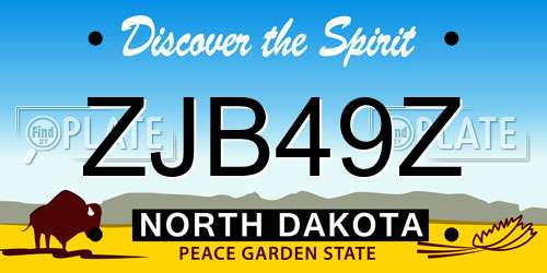 ZJB49Z North Dakota License Plate