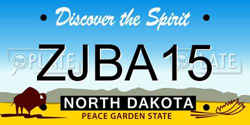 ZJBA15 North Dakota License Plate