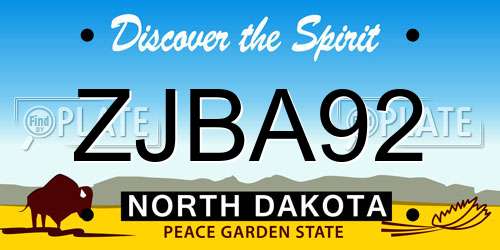 ZJBA92 North Dakota License Plate