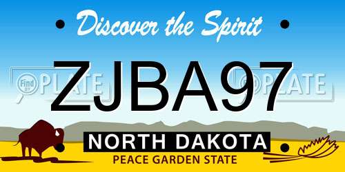 ZJBA97 North Dakota License Plate