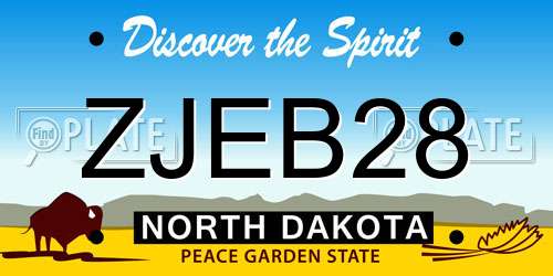 ZJEB28 North Dakota License Plate