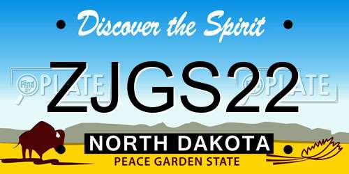 ZJGS22 North Dakota License Plate