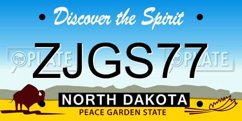 ZJGS77 North Dakota License Plate