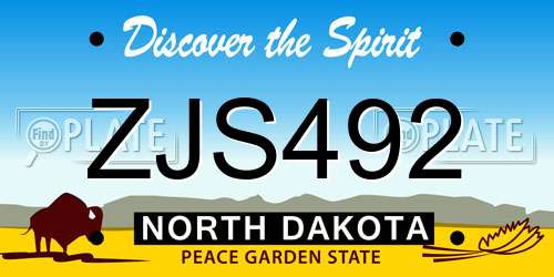 ZJS492 North Dakota License Plate