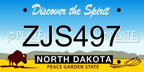 ZJS497 North Dakota License Plate
