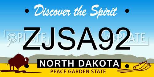 ZJSA92 North Dakota License Plate