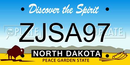 ZJSA97 North Dakota License Plate
