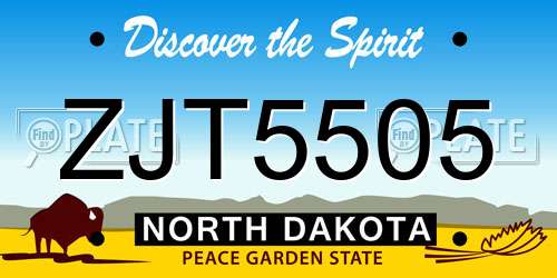 ZJT5505 North Dakota License Plate