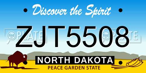 ZJT5508 North Dakota License Plate
