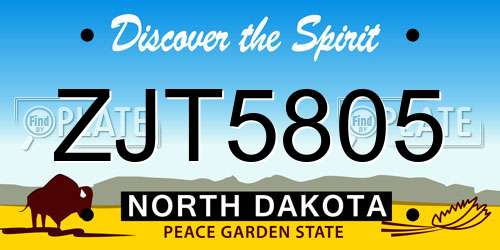 ZJT5805 North Dakota License Plate
