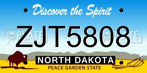 ZJT5808 North Dakota License Plate